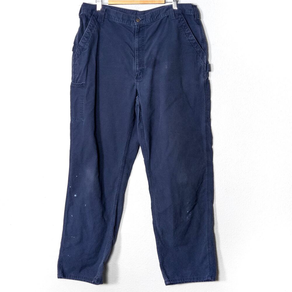 Carhartt Work Pants Navy Blue 40x34 Distressed Grunge Utility